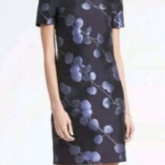 Banana Republic Navy Blue Sateen Sheath Mini Dress with Short Cap Sleeves, Sz 10 - Picture 6 of 6